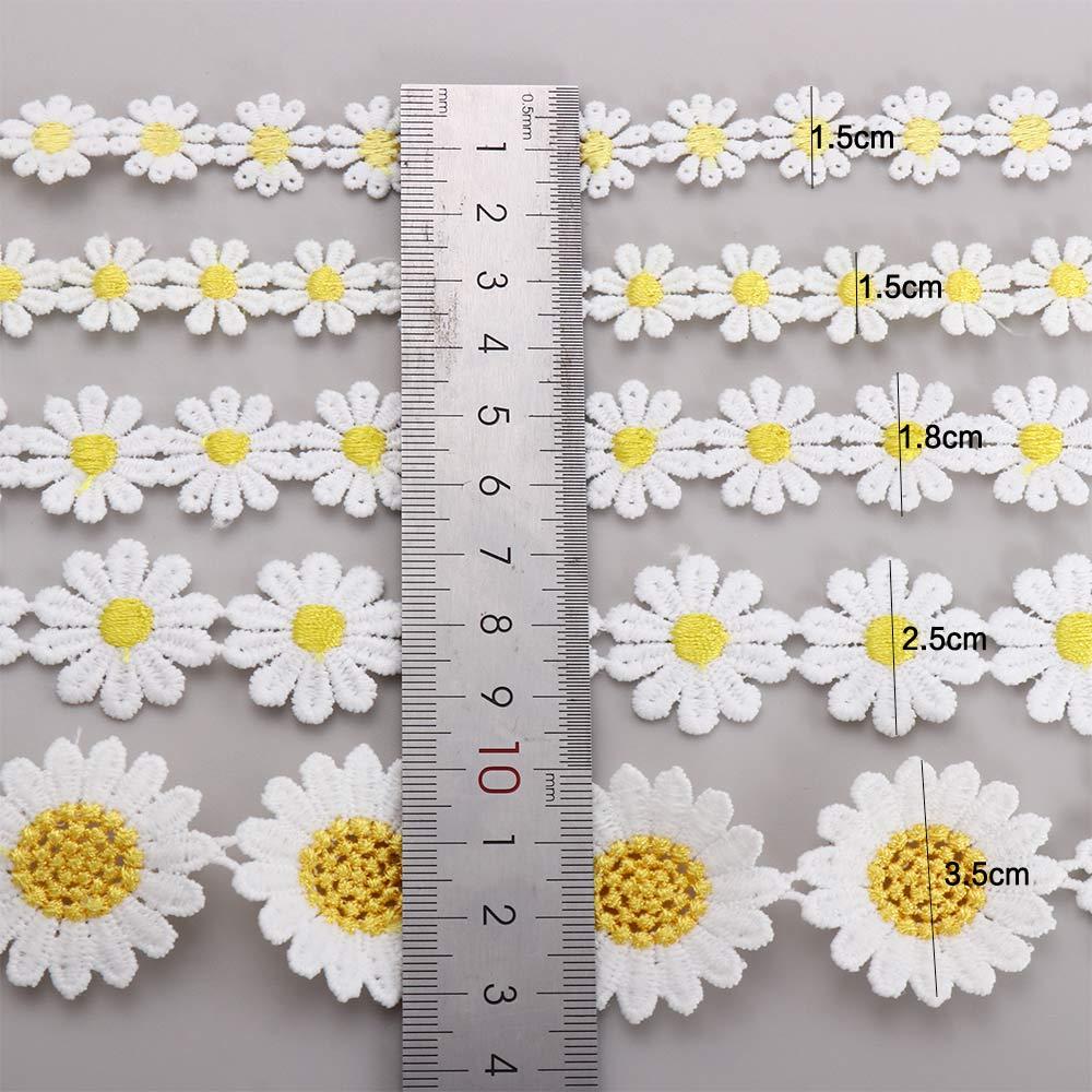 Bright Embroidered Headwear Decor Handmade DIY Craft Daisy Lace Trim Sewing Supplies Ribbon