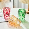 European-Style Colored Plaid Creative Whiskey Glasses,Beer Steins, Handmade Carved Tumbler Glass, Water Cup, Wine Mug, Geometric