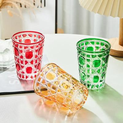 European-Style Colored Plaid Creative Whiskey Glasses,Beer Steins, Handmade Carved Tumbler Glass, Water Cup, Wine Mug, Geometric