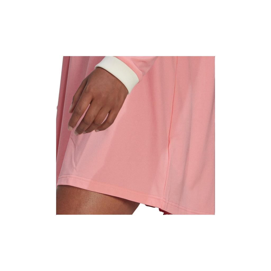 Adidas Originals Trefoil Logo Print V-Neck Long Sleeve Dress Women Dresses Pink IB2050