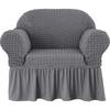 Einsitzer-Sofa Seater Seersucker Überwurf mit Rock Universeller Stretch-Sofa-Couch-Überwurf Leicht passender Möbelschutz