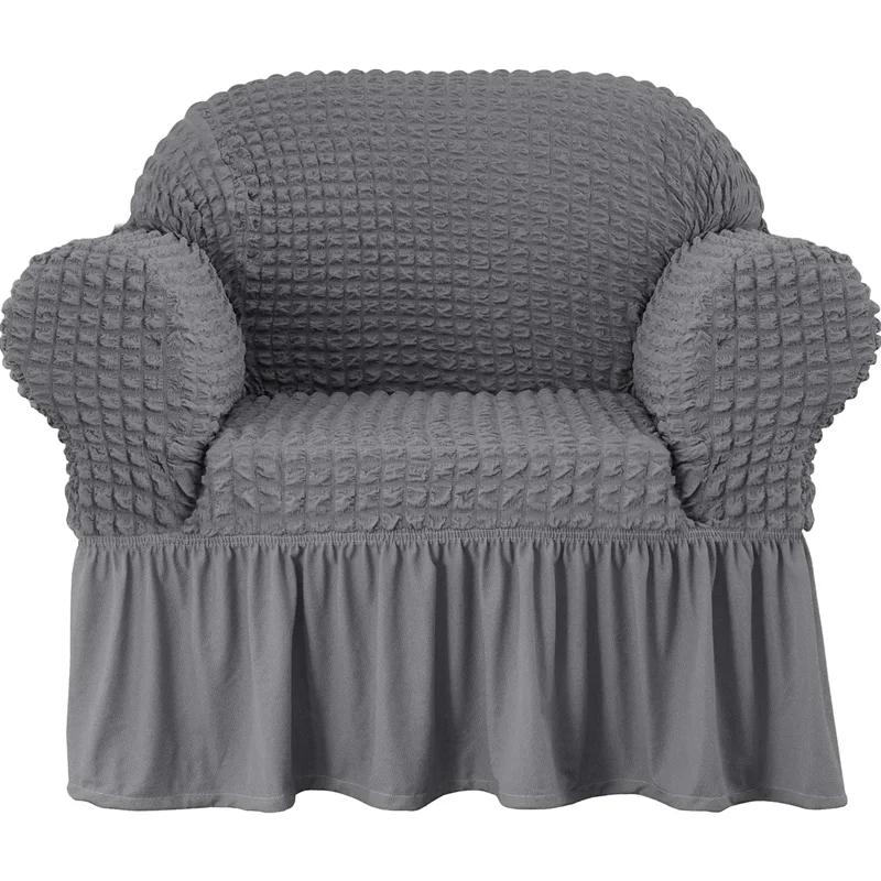Einsitzer-Sofa Seater Seersucker Überwurf mit Rock Universeller Stretch-Sofa-Couch-Überwurf Leicht passender Möbelschutz