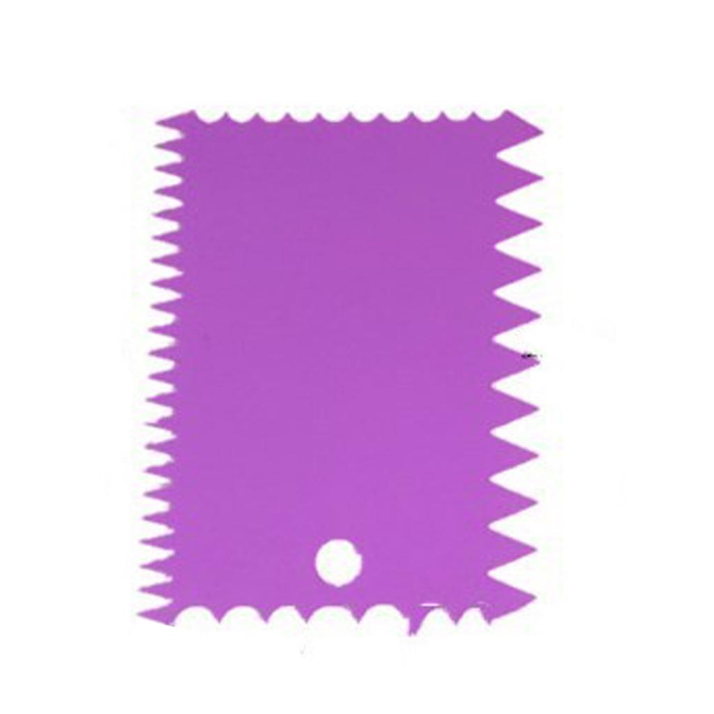 6PCS Cake Scraper Smoother Trapezoidal Semicircle Arc Triangular Sawtooth Cream Scraper Cake Making Tool Set Purple