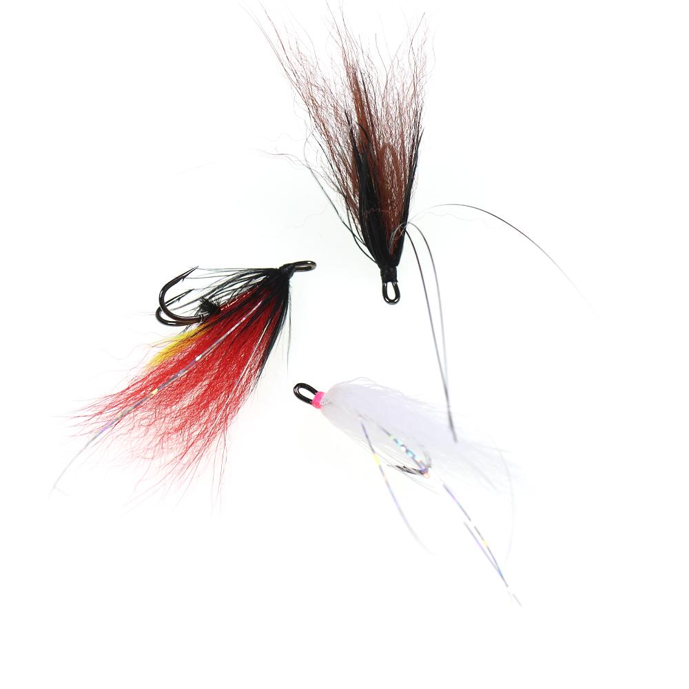 #6 Double Hook Salmon Steelhead Wet Flies, Intruder Style Fox Tail Streamer Fishing Lure, Trout Bass Bait Freshwater & Saltwater