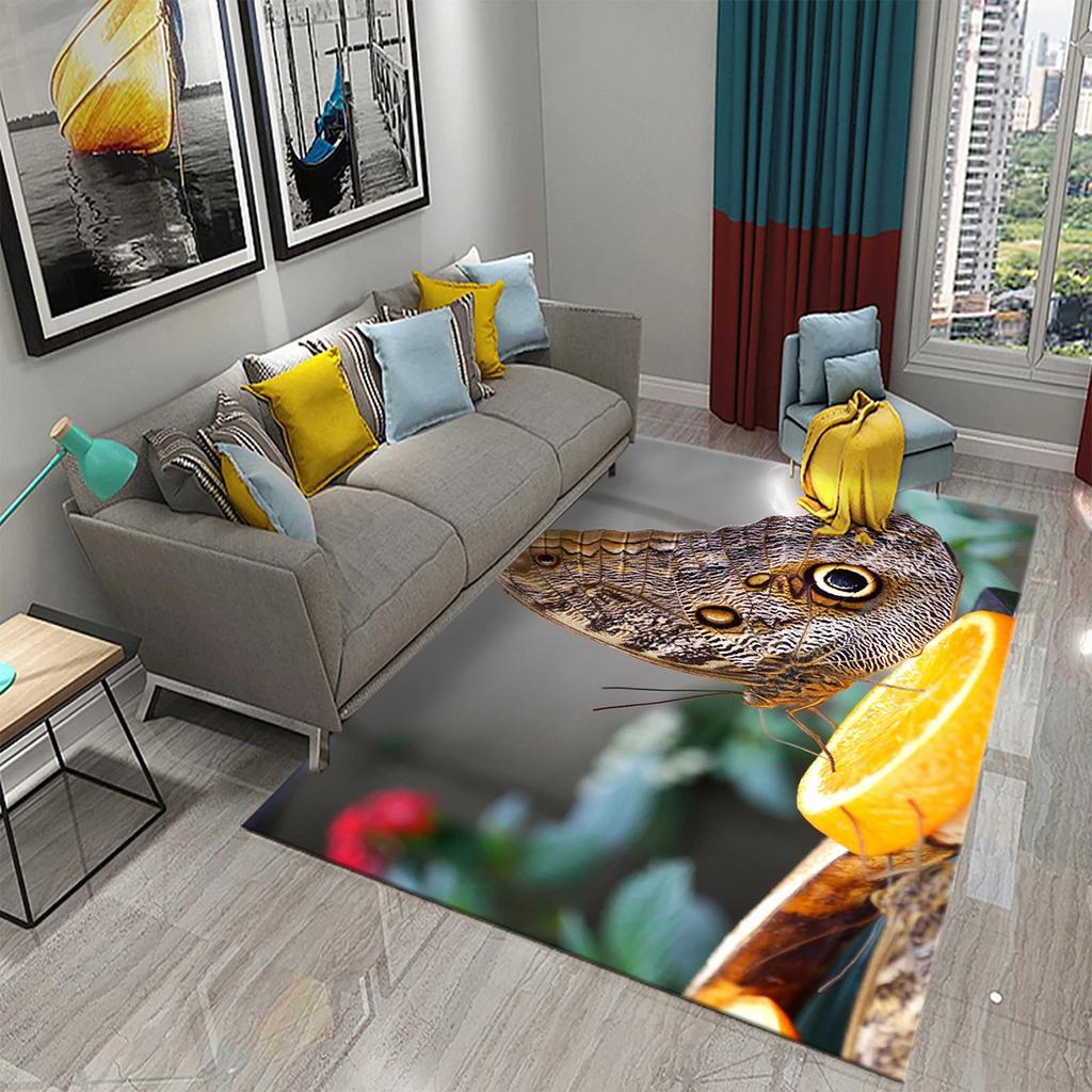 3D Colorful Butterfly Flower Carpet Entrance Door Mat Indoor Carpets Bedroom Decor Living Room Floor Mats Bathroom Non-slip Rug
