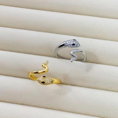 National Style Diamond-Inlaid Snake Ring, Year of the Rat Edition, Adjustable Open Design