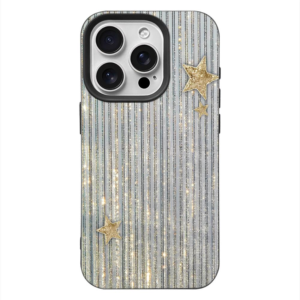 

Glitter Stripe Gold Phone Case For Samsung A05S A06 07 15 16 34 35 53 54 55 S23 24 25 Ultra S24 FE A17 26 36 56 Protective Cover Samsung A56