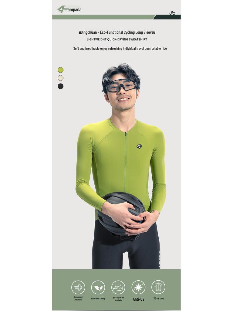 Lampara 2024 Eco-Friendly Men's Cool Cycling Jersey – Sweat-Wicking, Long Sleeve & Road Bike Ready