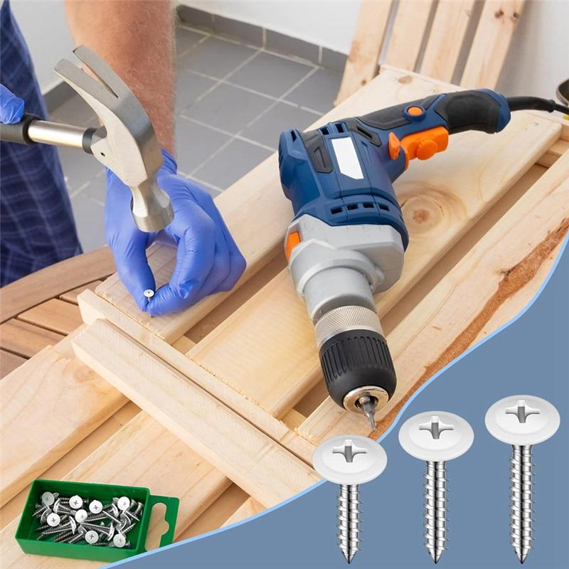 BAAJ-180Piece Wood Sheet Metal Screw Thread Truss Head Fast Self Tapping White Pan Cabinet Screws Wood Work