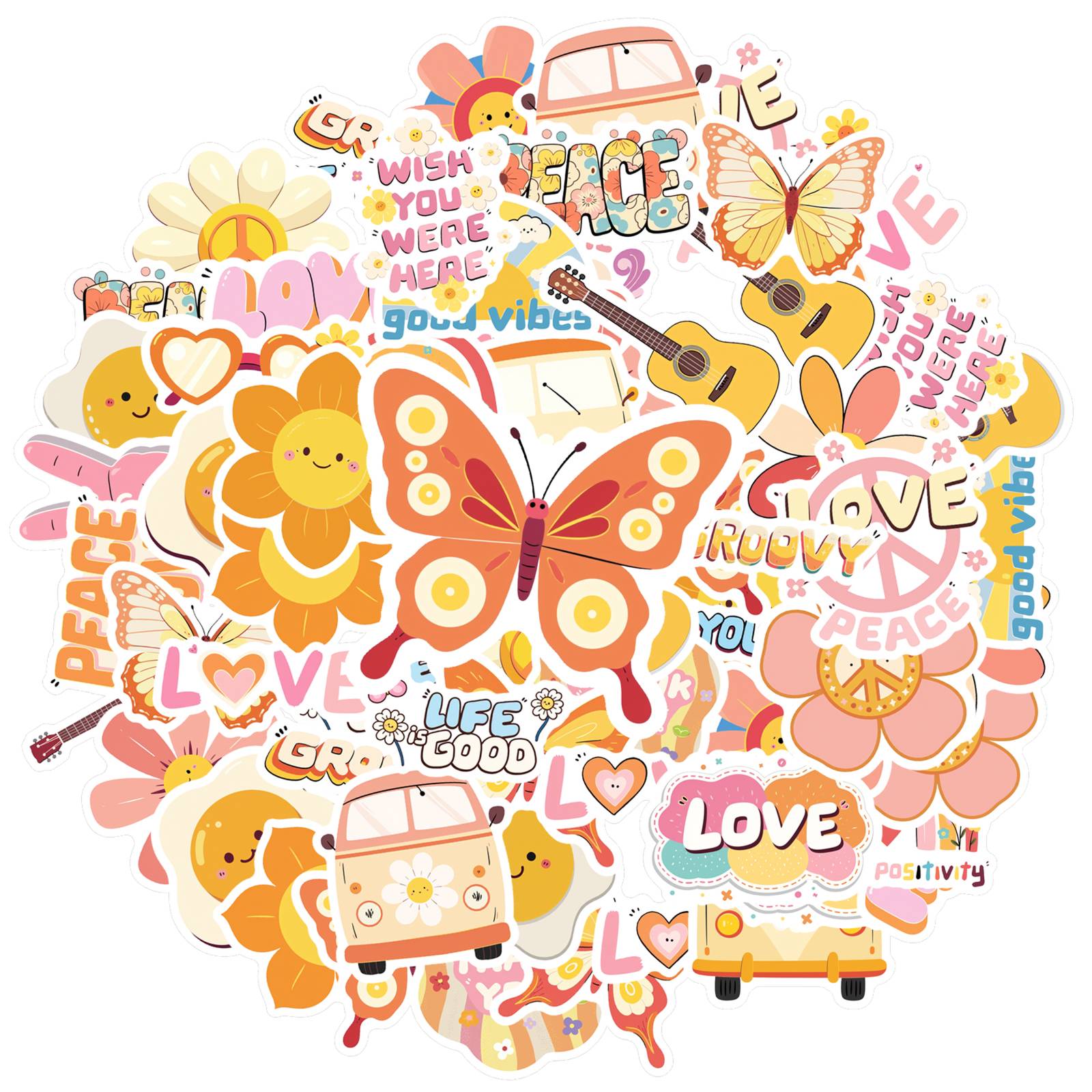 

35pcs Cute Peace Stickers Cartoon Music Stickers Stickers For Suitcase Fridge Phone Luggage Laptop Guitar Car