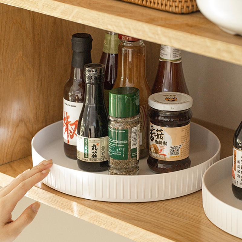 Kitchen Storage Rack Rotating Spice Organizer Box Household Cabinet Seasoning Desktop Countertop Storage Tray Magic Tool