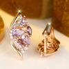 Elegant Purple Zircon Drop Earrings for Women Luxury Gold Color Wedding Party Jewelry Gifts