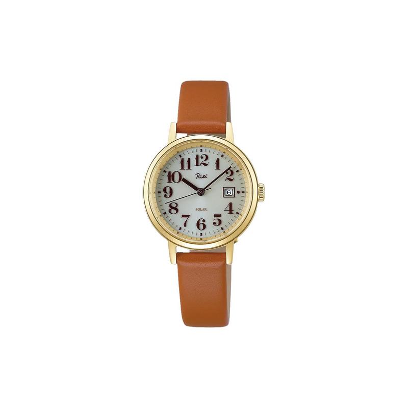 

SEIKO date display solar Quartz leather strap women s watch white dial AKQD402 белый
