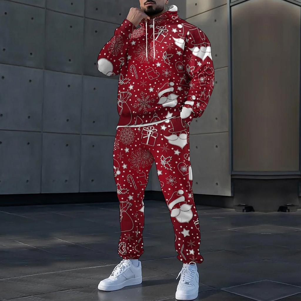 Christmas 3D Print Autumn Hoodies Pants Set Men's Sweatshirts Sweatpants Street Sportwear Two Piece Suits Tracksuit Man Clothing