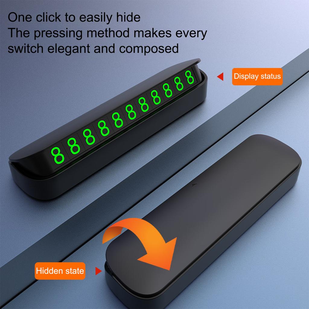 Glowing ABS Car Parking Number Plate with Phone Number for Temporary Parking Contact and Car Interior Decoration