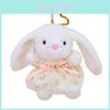 Plush Rabbit Keychain With Printed Floral Dress And Bow Decor For Girls And Bag Decor