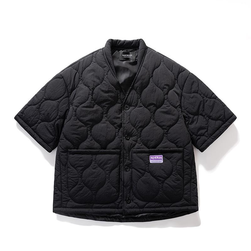 

Мужская ретро-куртка в японском стиле без воротника из хлопка, силуэтная зимняя куртка-тыква M