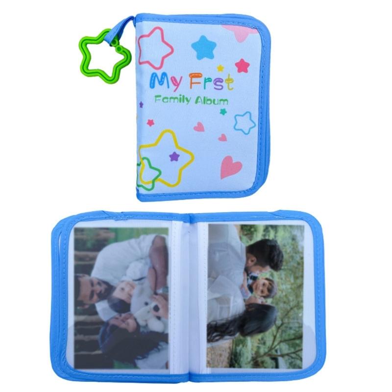 Interactive Toddler Photo Album Baby First Year Family Pictures Book with Chewable Rings and Shatters Resistant Mirror