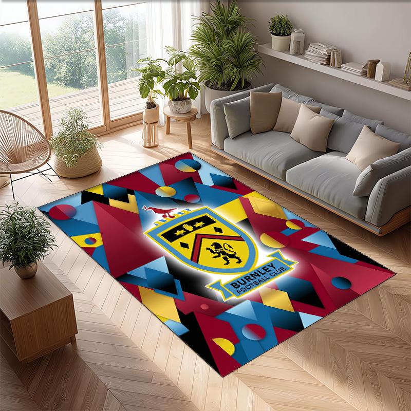 Burnley Football Print Crystal Velvet Rug, Comfortable Water Absorbent Non Slip Indoor Floor Carpet