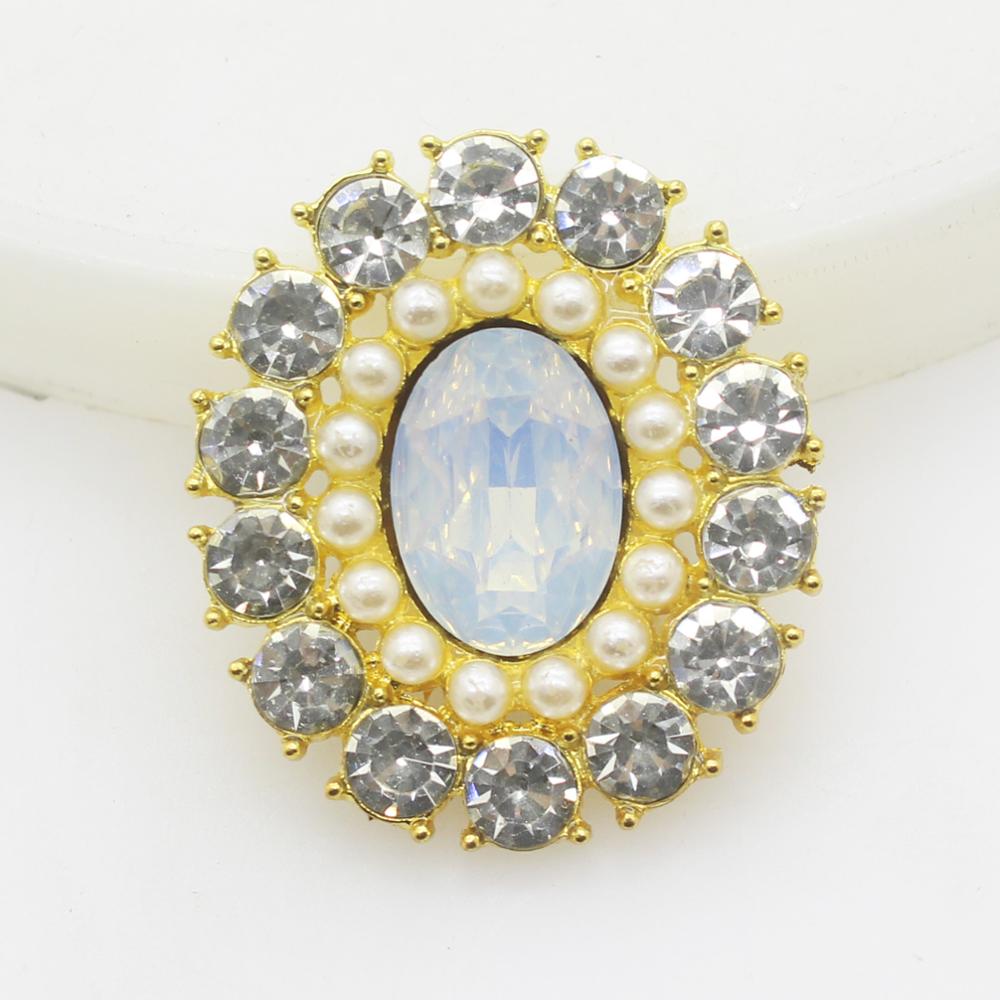 10Pcs Crystal Ivory Faux Pearl Rhinestone Buttons Wedding Decoration DIY Flatback Gold Clothing Scrapbooking Crafts Accessories