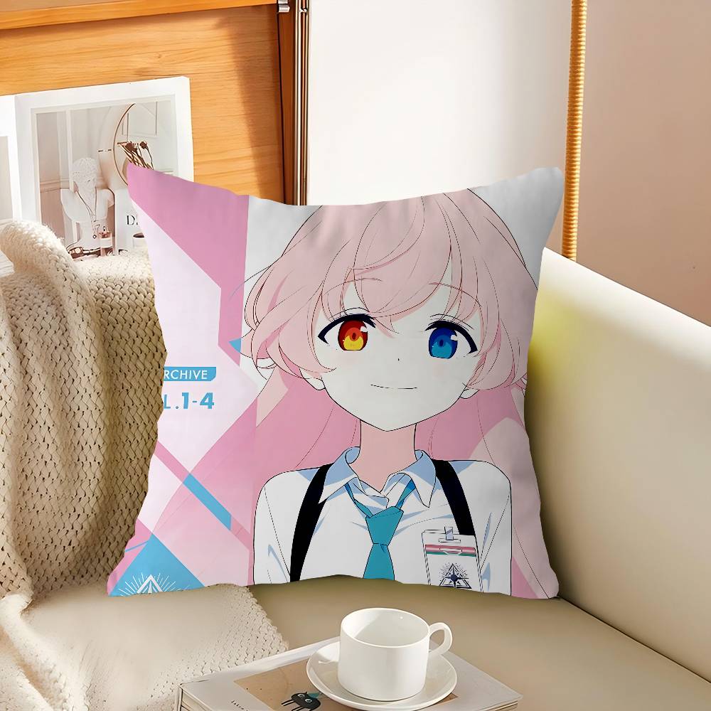 

B-blue Archive Anime Throw Pillow Cover 45x45cm Soft Cozy Cotton Outdoor Decorative Pillowcase Covers With Zipper For Couch 12x12Inch