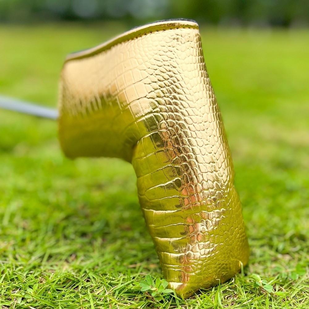 PU Leather Golf Putter Headcover Alligator Grain Pattern Putter Head Cover  Golf Club Storage