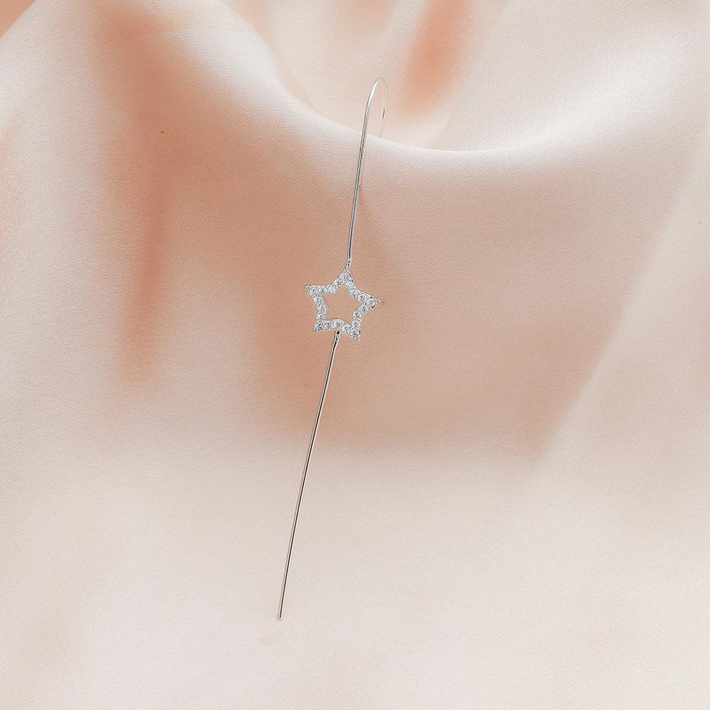 Chic Star Letter Zircon Ear Cuff and Diagonal Studs