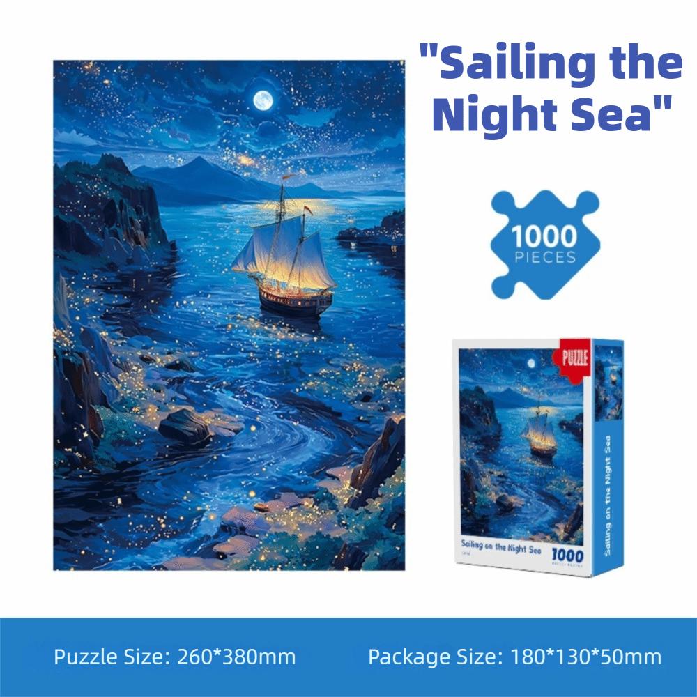 

1000 Pieces Paper Educational Puzzle Sailing the Night Sea Leisure Toy Mini Jigsaw Puzzle Kids