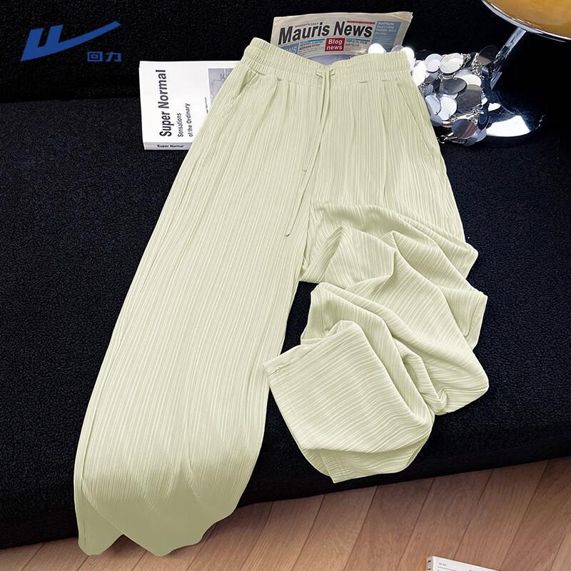 Women s High-Waist Ice Silk Wide-Leg Pants M