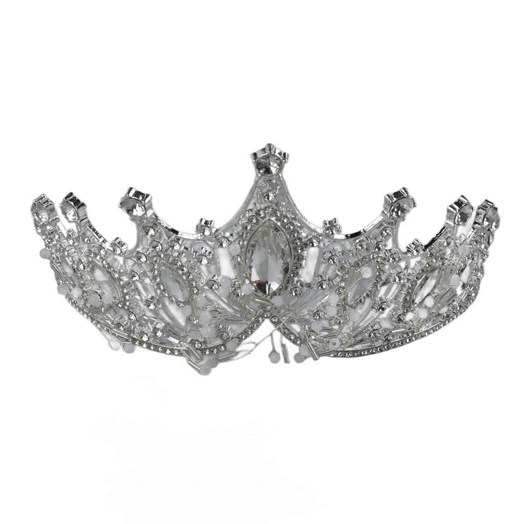 Women Wedding Crown Bride Alloy Rhinestone Crown Hair Accessory for Prom Costume Party
