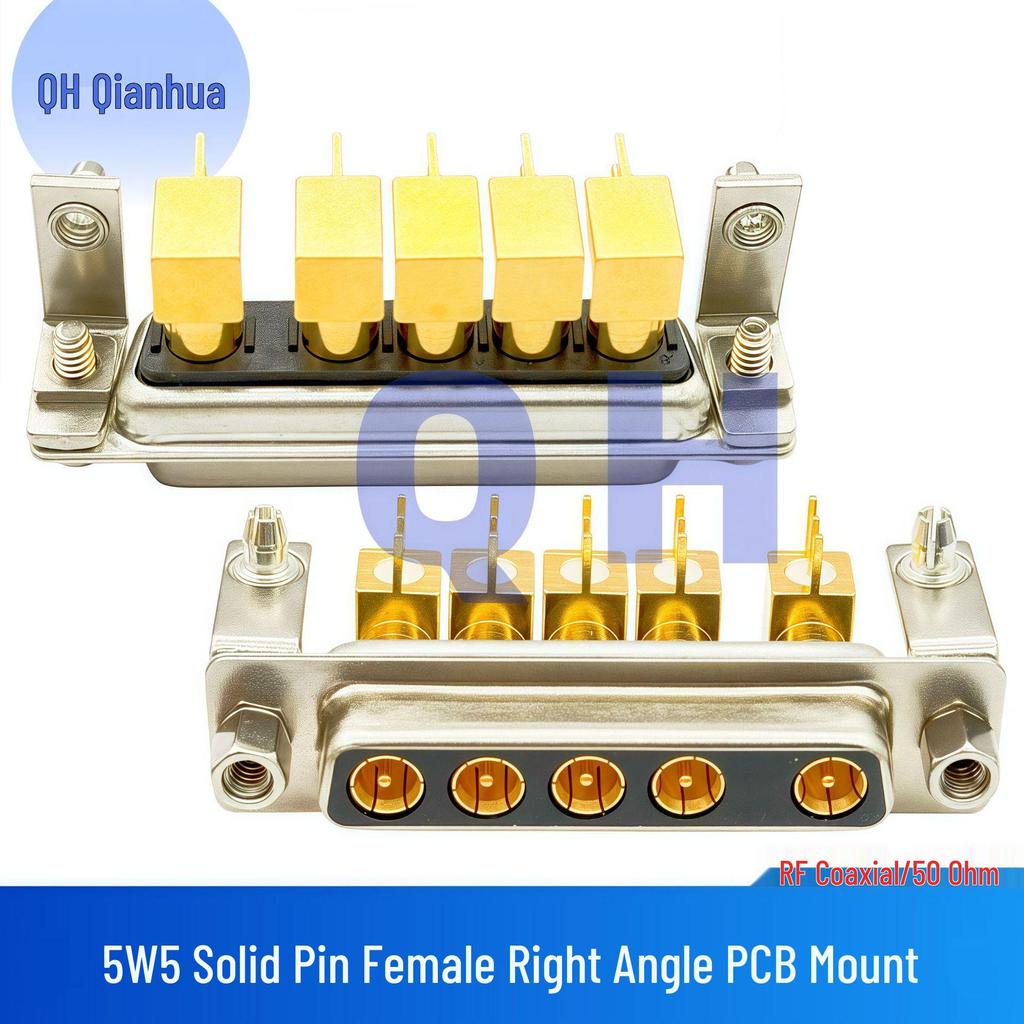 RF Coaxial 5W5 Male-Female Solder Type Straight Plug Socket D-SUB Connector