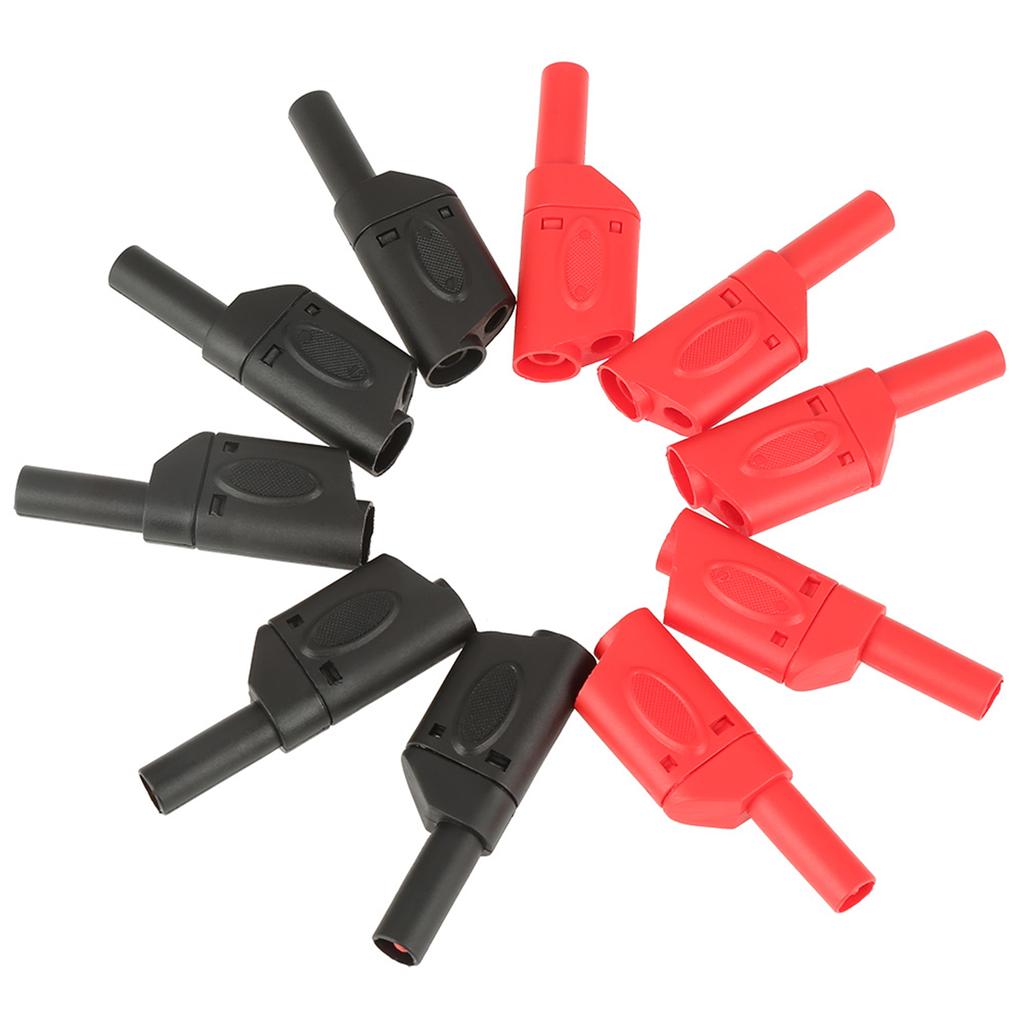 ZK50 10Pcs 4mm Red Black Safety Fully Insulated Stackable Banana Plug Connectors