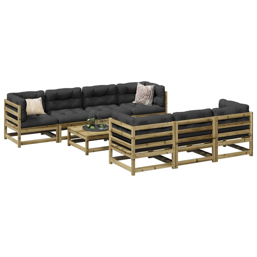 8 piece Garden Sofa Set with Cushions Pressure Treated Pine Wood