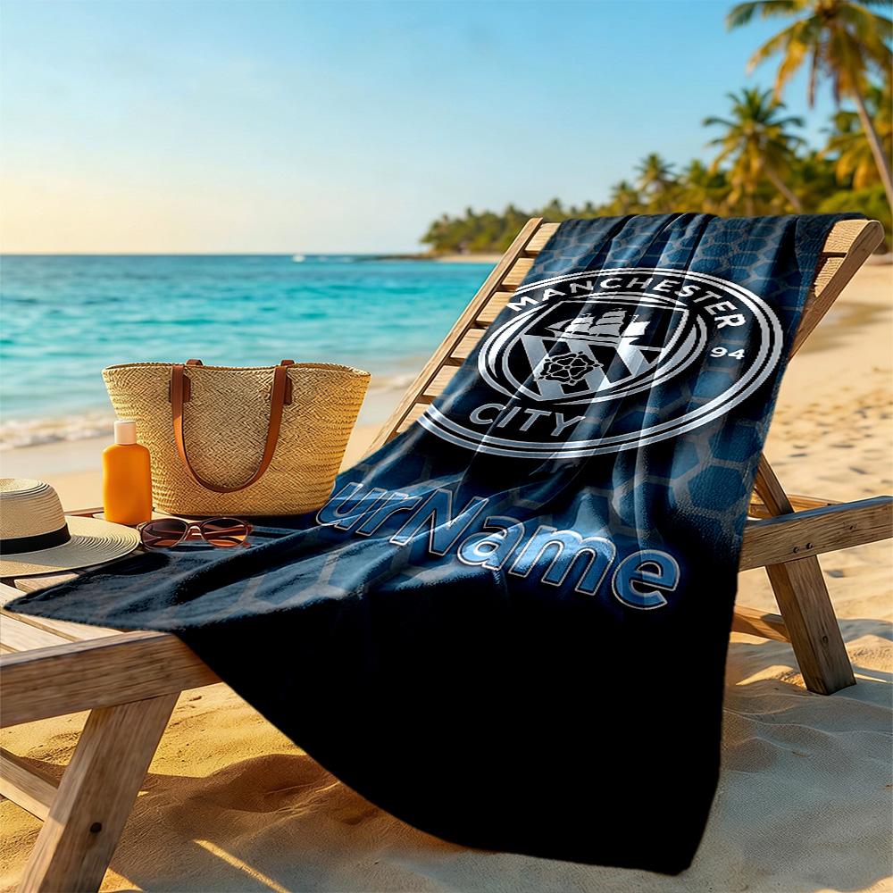 Manchester City Customize Text Beach Towel Soft Durable Quick-Dry Portable for SwimmingBeachCamping Travel Beach AccessoriesGym