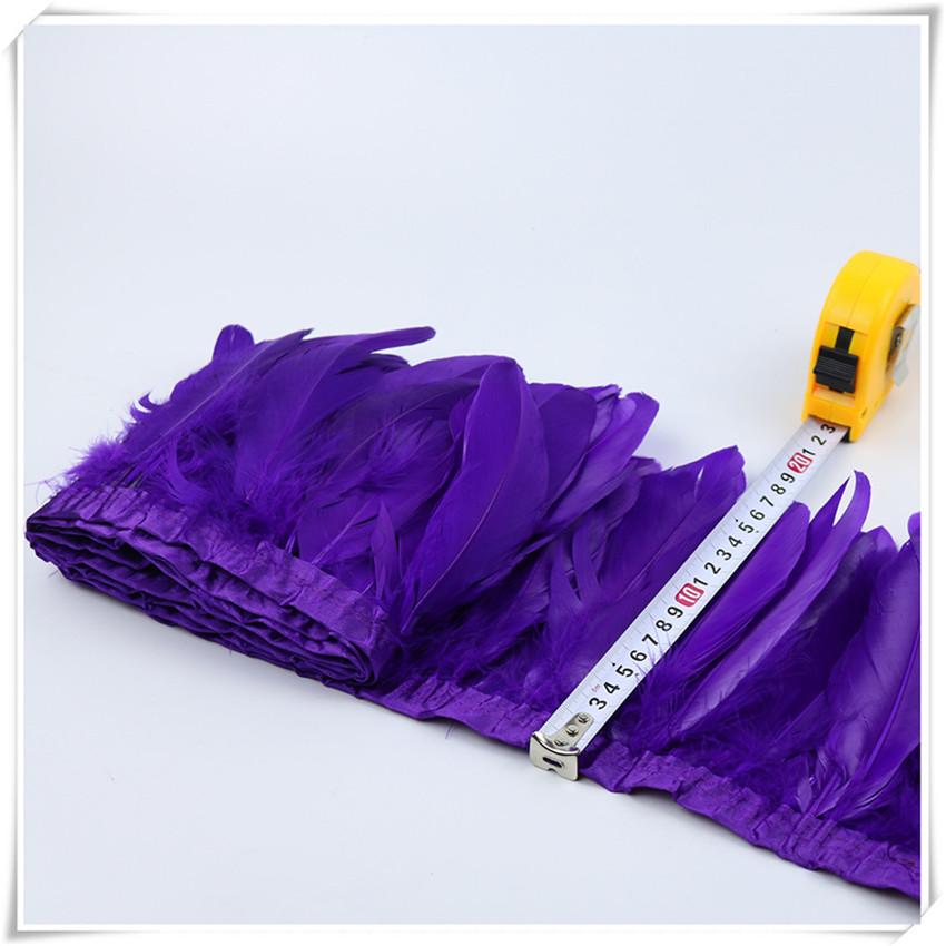 High Quality Multicolor Goose Feather Trims 2yards 6-8inches/15-20cm Fringed Feather Trim for Skirt/costumes Ribbon Feathers