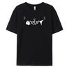 Cat Superior Quality Short Sleeve T-shirt with Printed Patterns and a Fashionable Round Collar