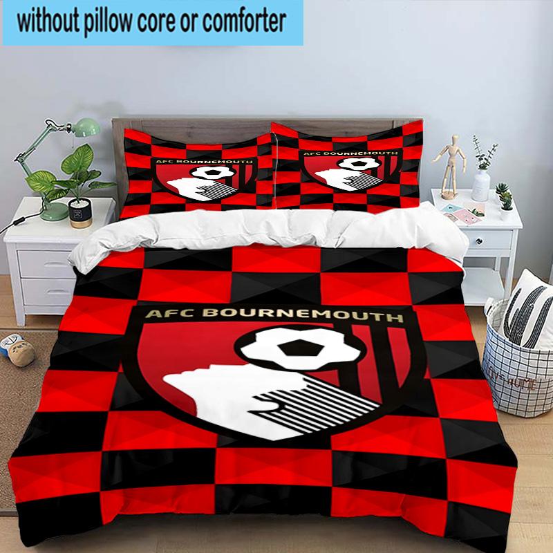 Set Biancheria da Letto Stampato con Stemma AFC Bournemouth 3 Pezzi Copripiumino Chiusura Include 1 Copripiumino e 2 Federe Set Biancheria da Letto Decorazioni per la Casa Regali
