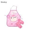 2pc/Set Cute Kids Chef Apron Sets Child Cooking Painting Waterproof Children Gowns Bibs Eating Clothes Drawing for Dinner