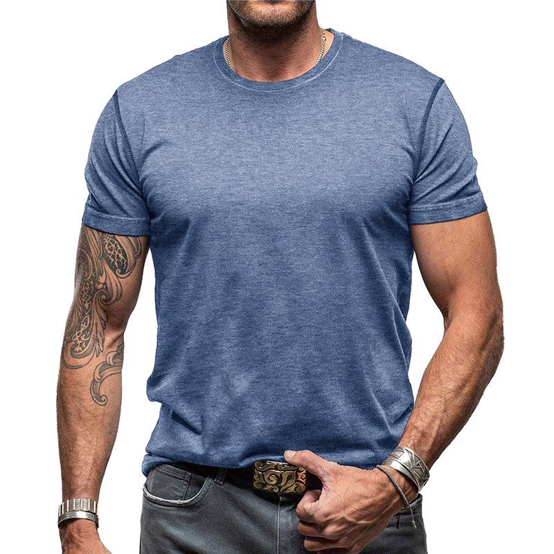 Sommer Klassisches Herren T-Shirt mit Rundhalsausschnitt und einfarbigem Tough Guy
