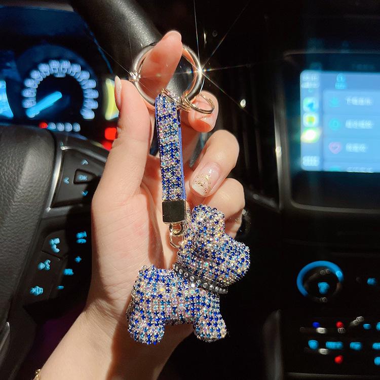 New Diamond Bulldog Puppy Keychain: Cute & Exquisite Charm for Keys or Bags