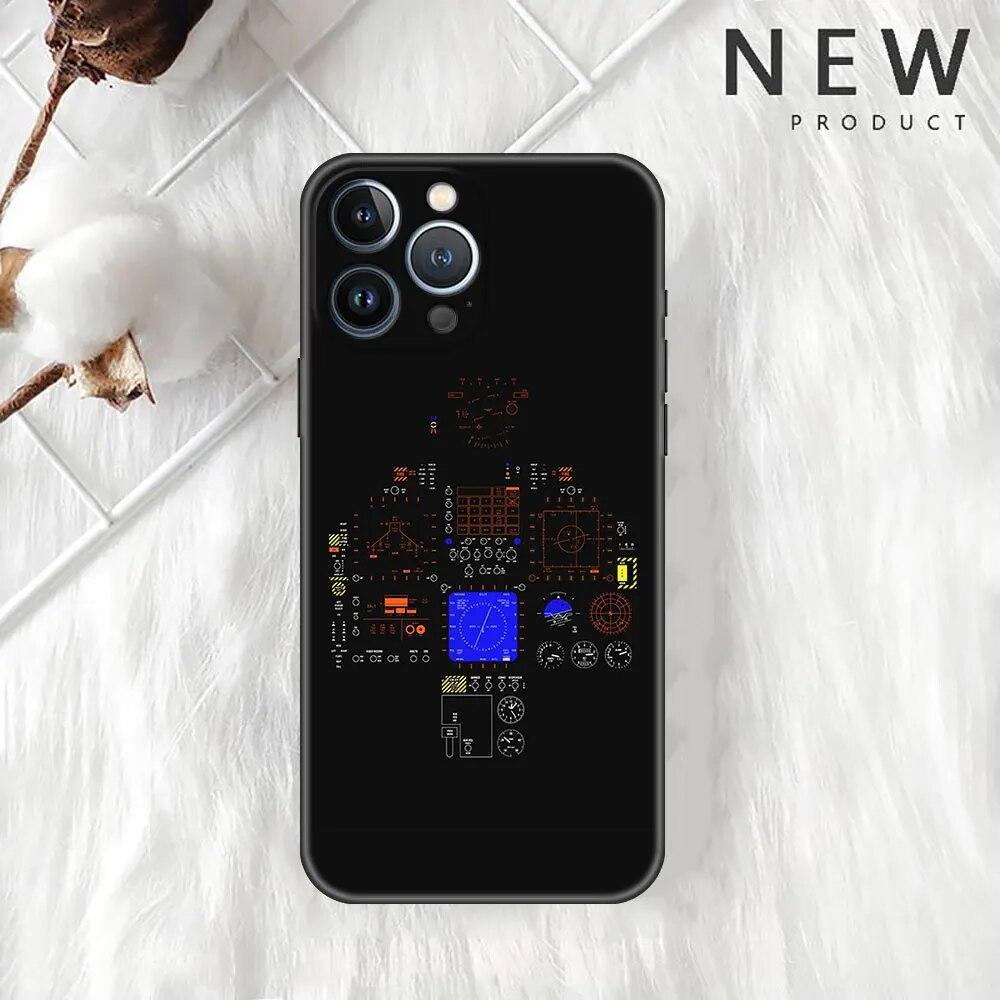 Case For Apple iPhone 11 13 12 14 Pro 7 Plus XR X XS Max 6 6S SE Phone Funda Aviation Aeroplane Helicopter Cockpit Instrument