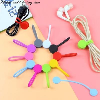 SW 10PCS Reusable Silicone Cable Organizer Magnetic Cable Management Ties USB Data Cord Earphone Wire Winder Protector Stand