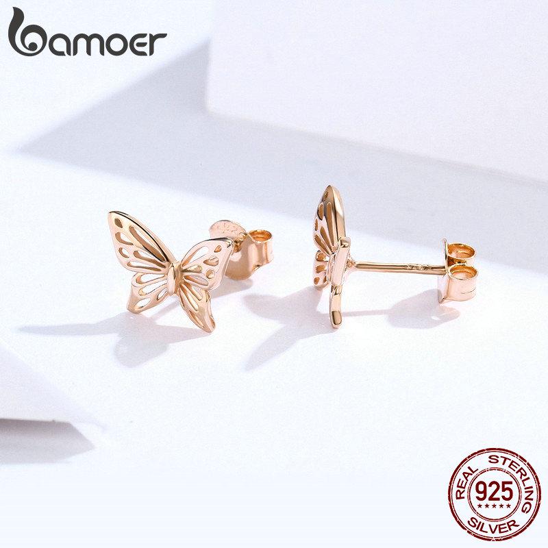 

BAMOER 100% стерлингового серебра 925 пробы, новые серьги-бабочки для женщин, ювелирные изделия из стерлингового серебра SCE452-c