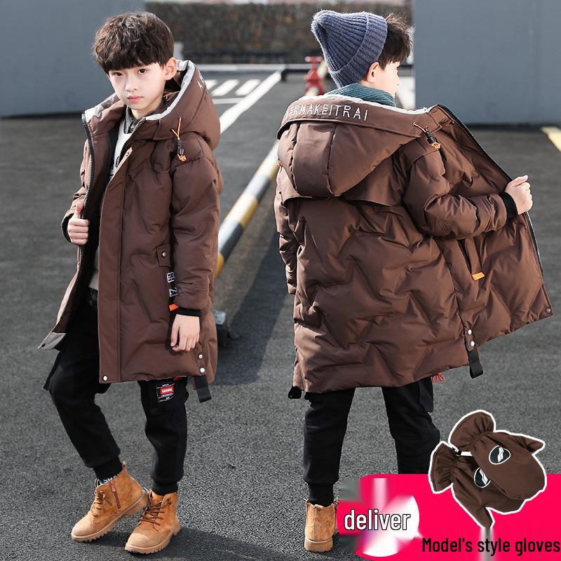 Boys' Winter Mid-Length Cotton Coat 2024 - Thick, Trendy Down Jacket for Kids