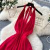 Holiday style dress summer French pure desire V-neck neck sling waist temperament backless chiffon dress