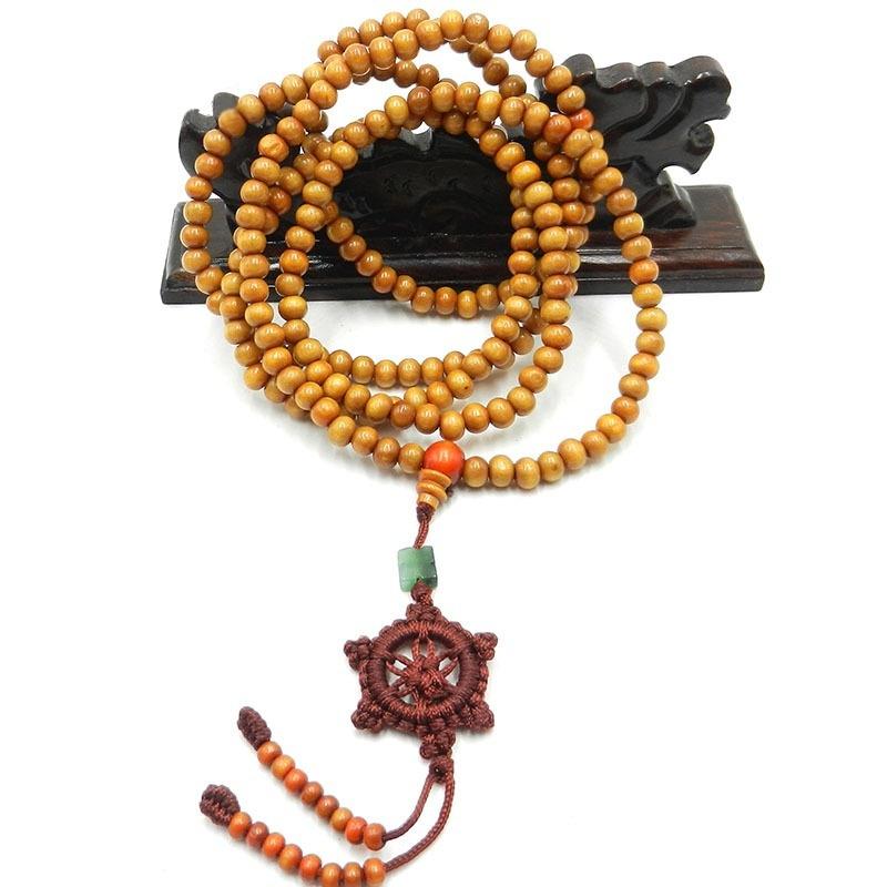 Tibetan Sandalwood Buddhist Buddha 216 Prayer Beads Mala Bracelet Necklace