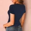 Sexy Women T-shirt U Neck Solid Color Low Cut Short Sleeve Slim Blouse Top for Summer