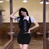 JK tie fake two pieces short sleeves waist slim slim tight hip temperament preppy style dress women's summer
