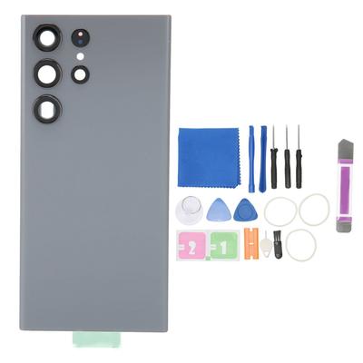 Back Cover Glass Replacement with Pre Installed Camera Lens Repair Tool Kit for Samsung for Galaxy S23 Ultra Grey