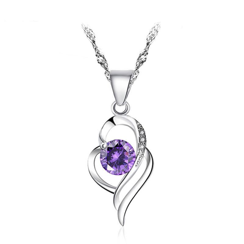 S925 Sterling Silver Heart Necklace with Zirconia Diamonds - 'I Love You At First Sight' Ocean Heart Jewelry